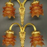Pair of Louis XVI style wall lights from Lucien GAU, Paris - gilt bronze