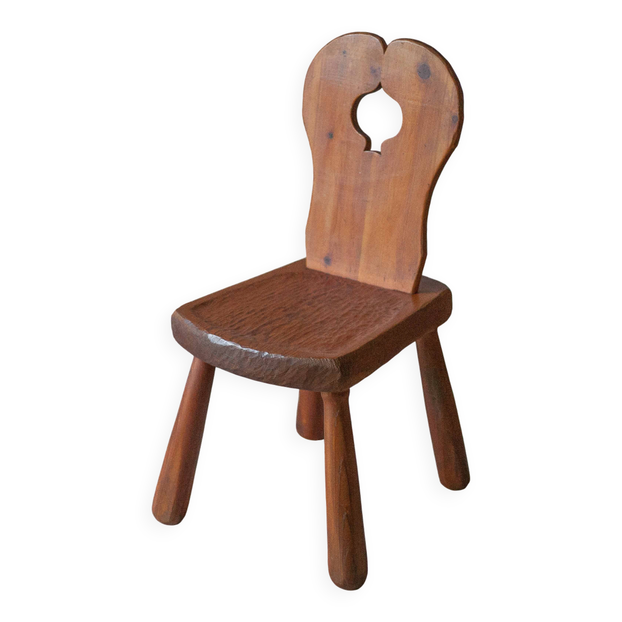Vintage solid wood chair, brutalist chair, furniture, accent chair.