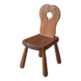 Chaise bois massif vintage, chaise brutaliste, ameublement,chaise d'appoint