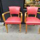 Pair of red vintage bridge armchairs