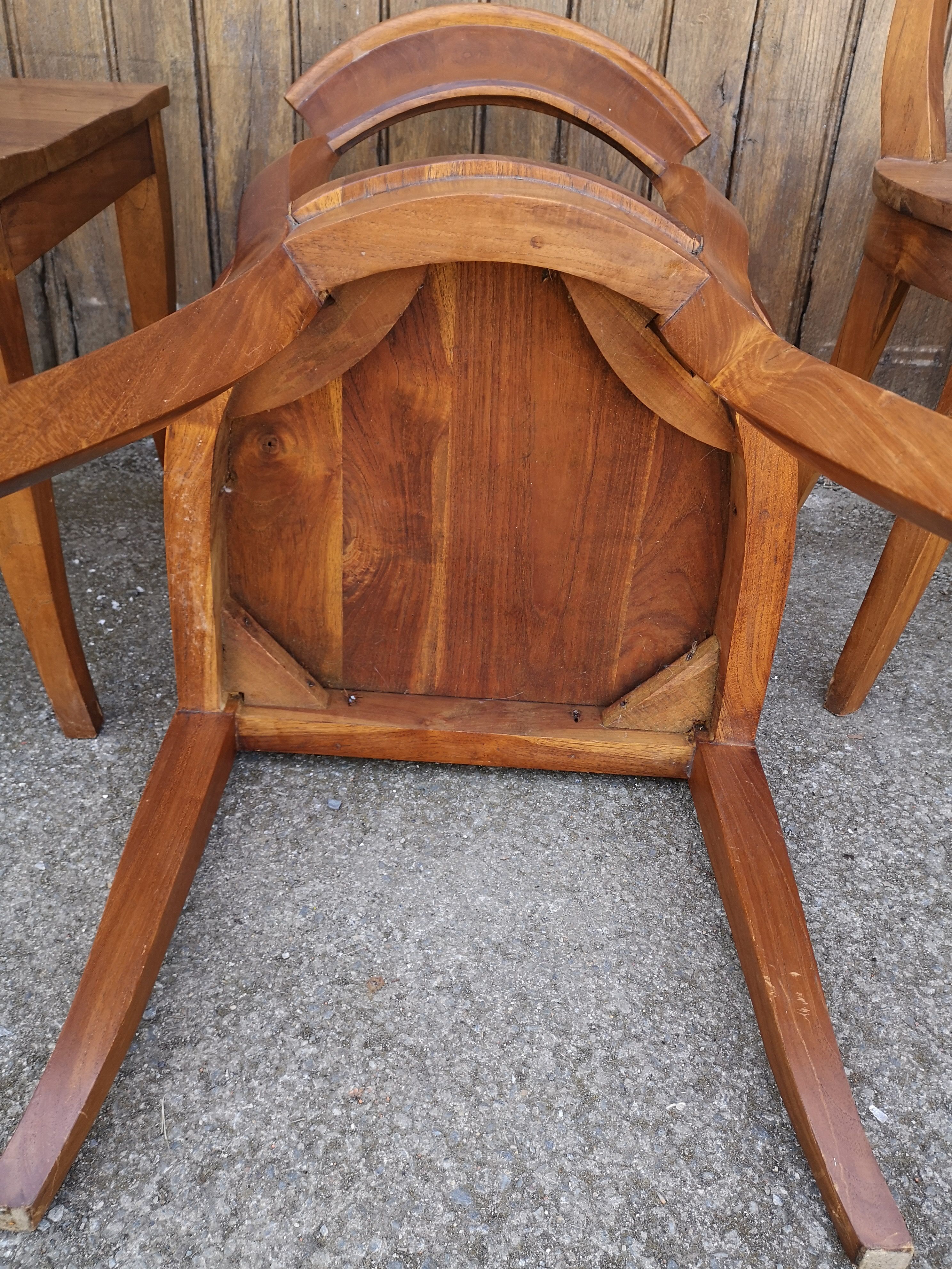 4 teak art deco style chairs