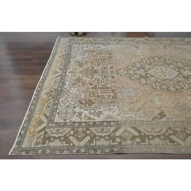 1970s Vintage Persian Handmade Wool Orange Area Rug 251x320