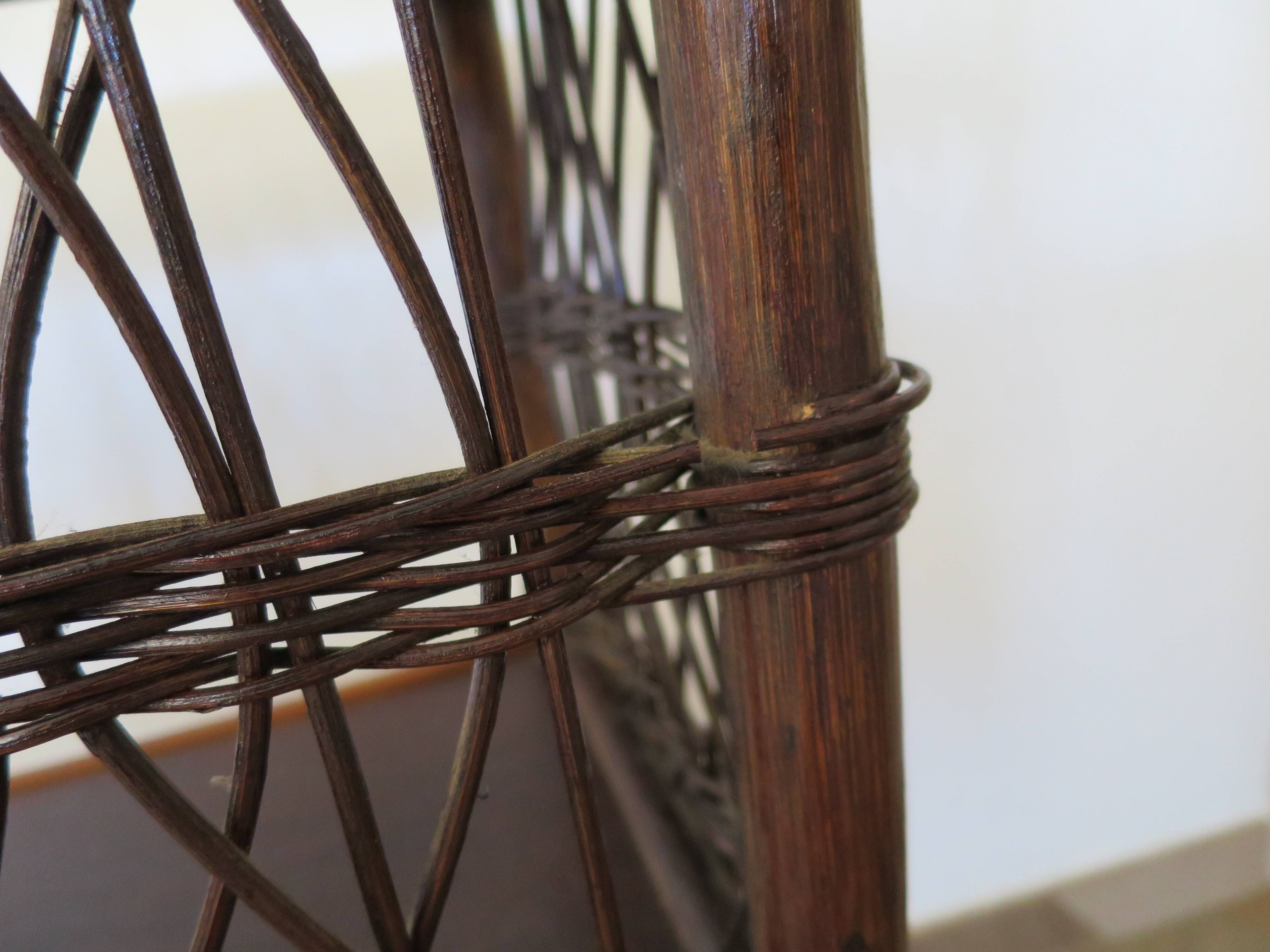 Bookcase - Bibus - 3 levels - woven rattan - bamboo - Vintage - 70s