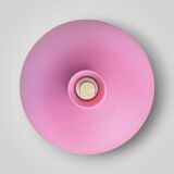 Pink frosted glass and gold brass accent lamp - 1970s