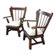 Pair of Brutalist oak armchairs, 1970