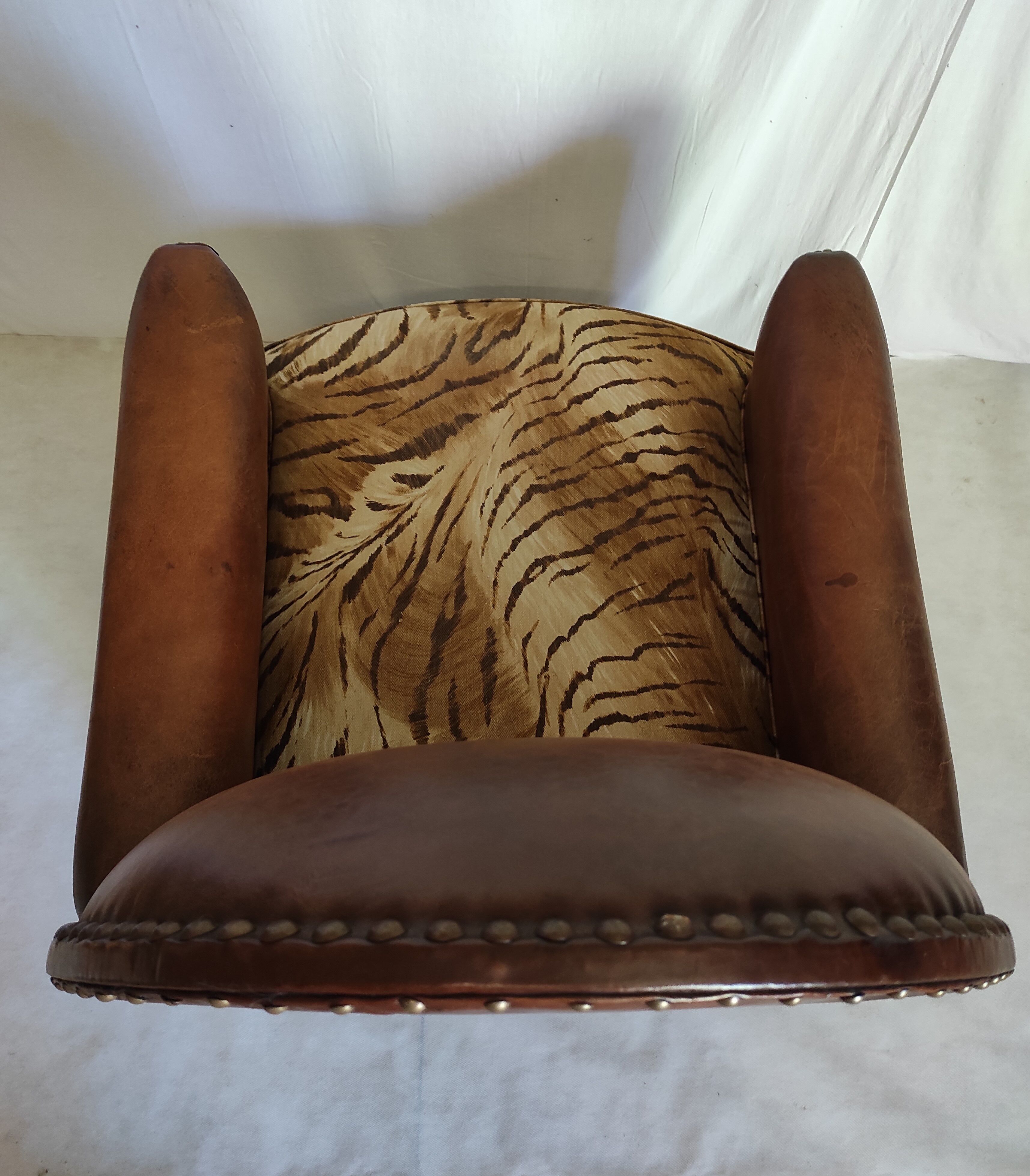 Leather club chair model cathedral circa 1970