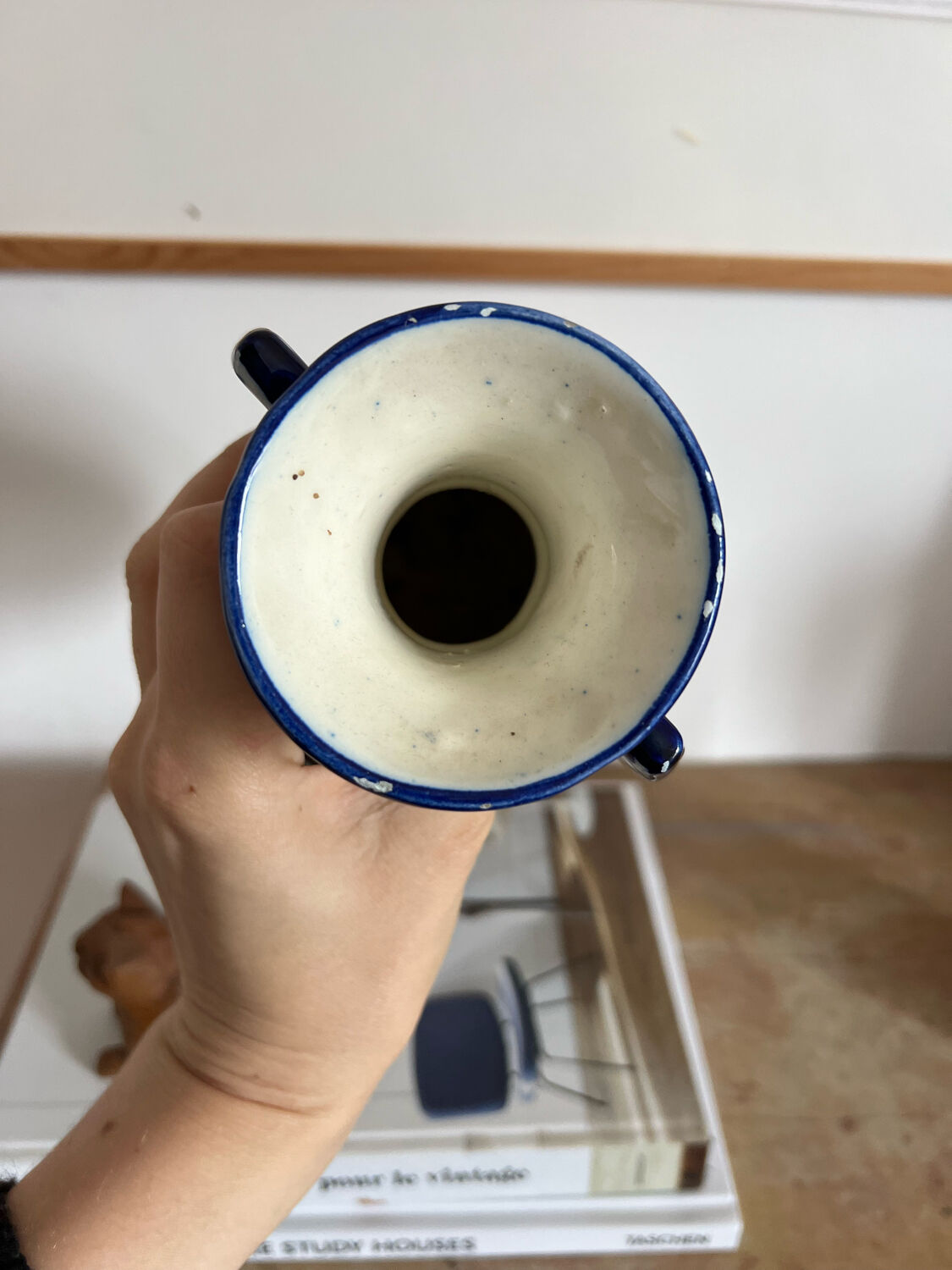 Blue-patterned ceramic vase