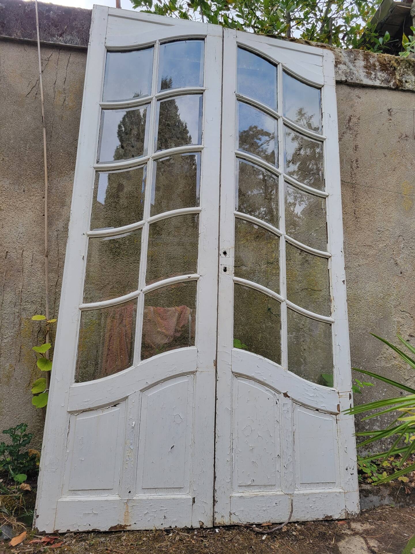 Art Nouveau double doors with small panes.