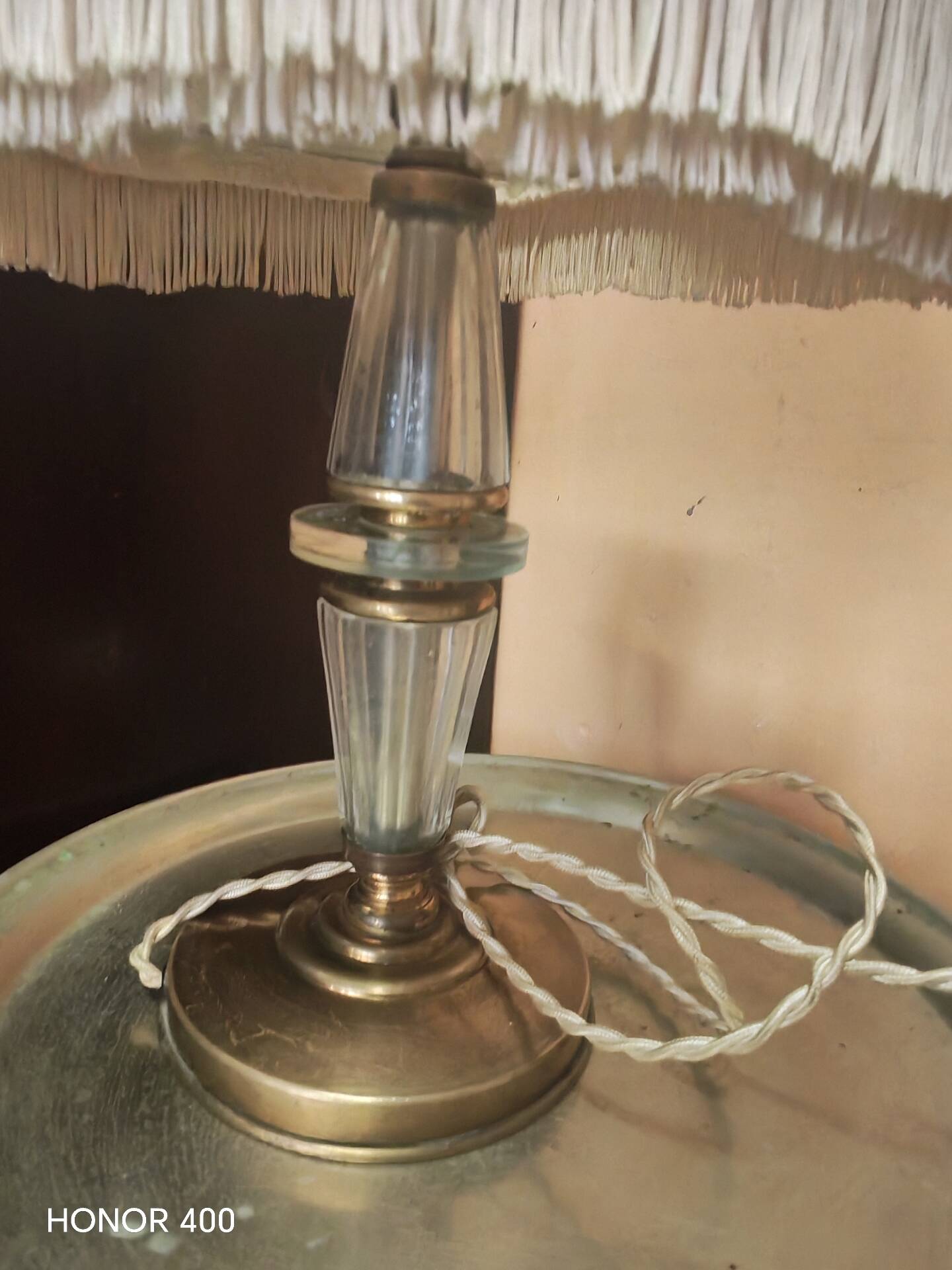 Table lamp in Hollywood Regency boudoir style from the 1950s.