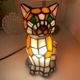 Vintage cat lamp in glass and metal