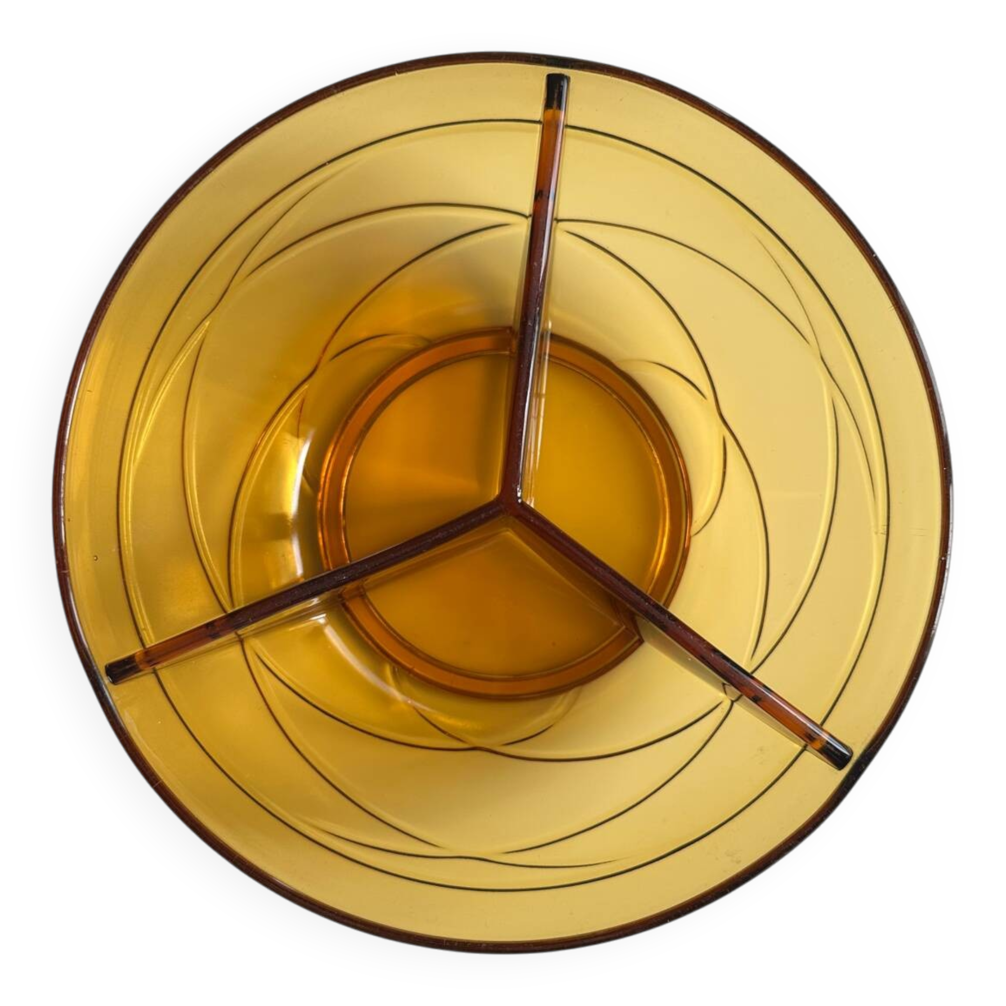 Bol compartimenté en verre ambré, Allemagne