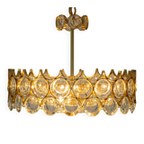Brass and crystal chandelier designed by Sciolari for Palwa, Germany, 1970s.