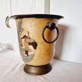 Cloisonné style cava bucket or bronze champagne bucket from the 1960s