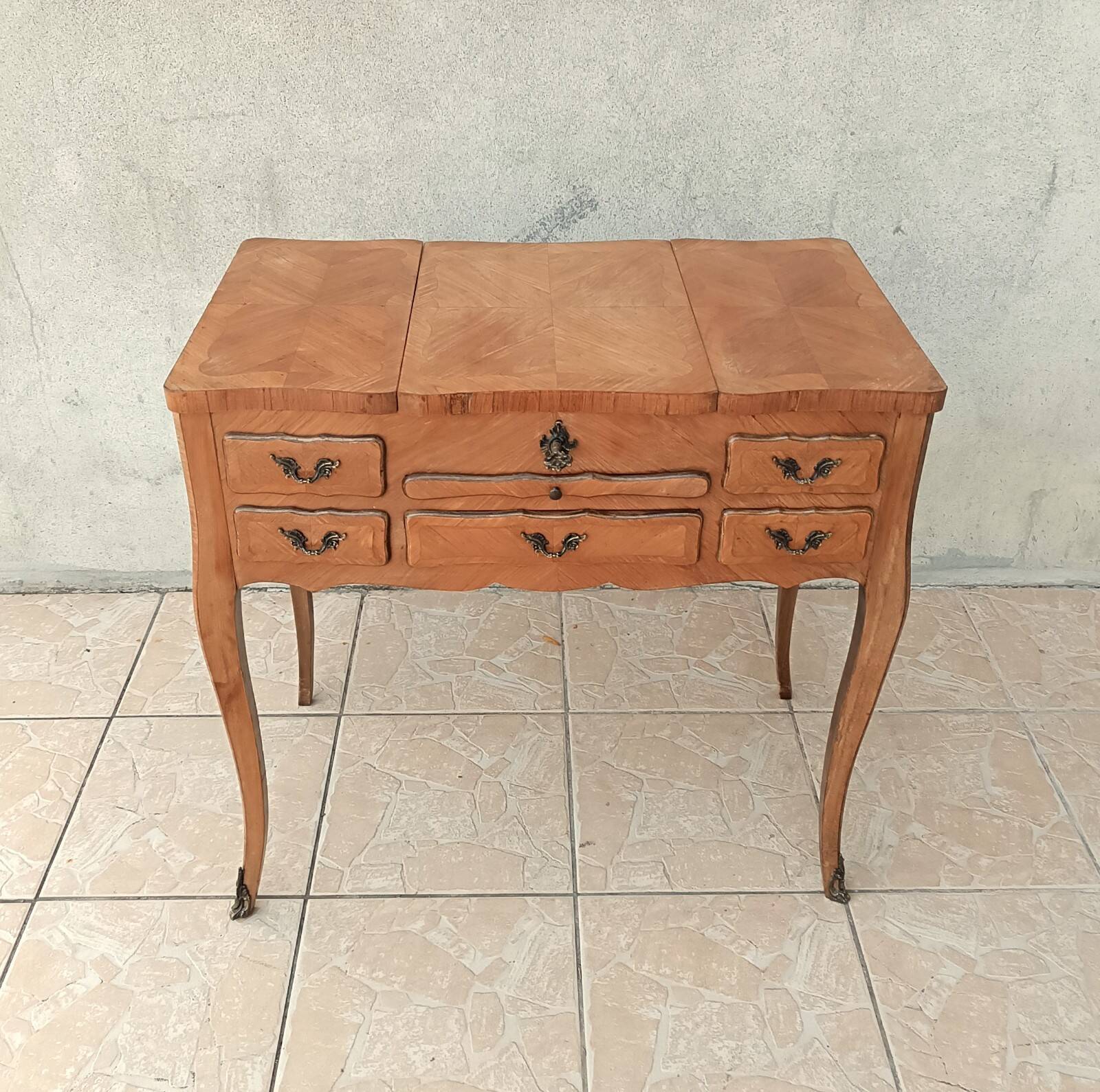 Louis XV style work table in walnut veneer