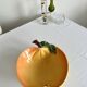 Large vintage salad bowl slip apple shape hand painted earthenware