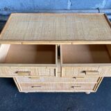 Chest of drawers in braided rattan with 5 drawers