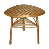 Bamboo rattan tripod coffee table from the 50s