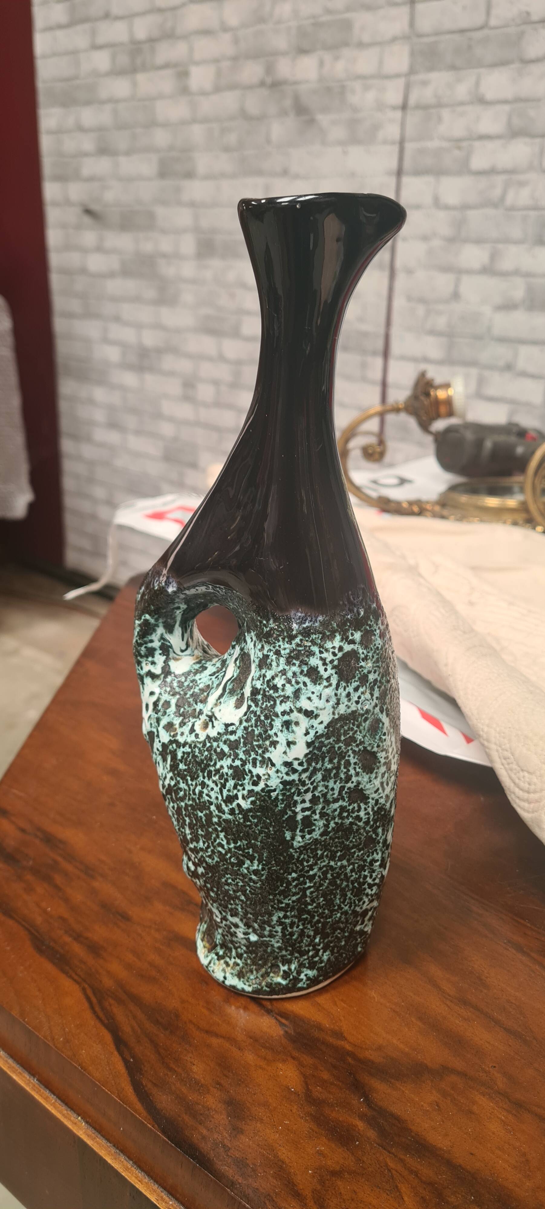 vase pitcher lava 1970 vallauris ceramic 28x11 good condition