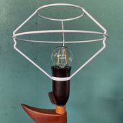 Vintage mid-century modern Danish sculptural teak table lamp