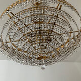 Brass chandelier and crystal tassel waterfall