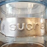 Coffee and sugar jars in blue glass and aluminum