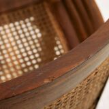 Beech and rattan armchair