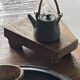 Small stool, accent stool in solid blond teak wabi-sabi L30 W8.5 H6.