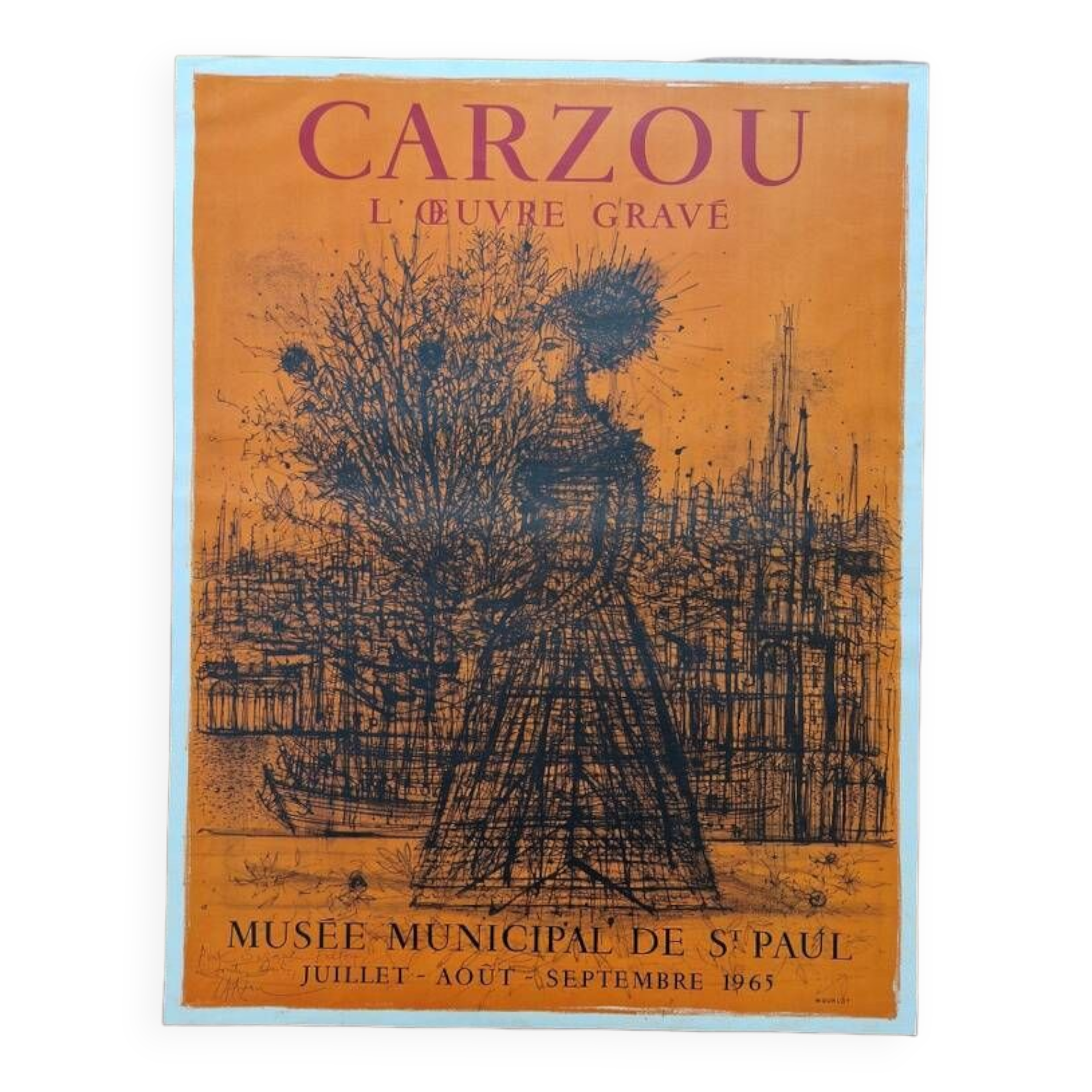 Jean Carzou (1907-2000) - Exhibition poster from 1965 - Imprimerie Mourlot - Dedicated by Carzou