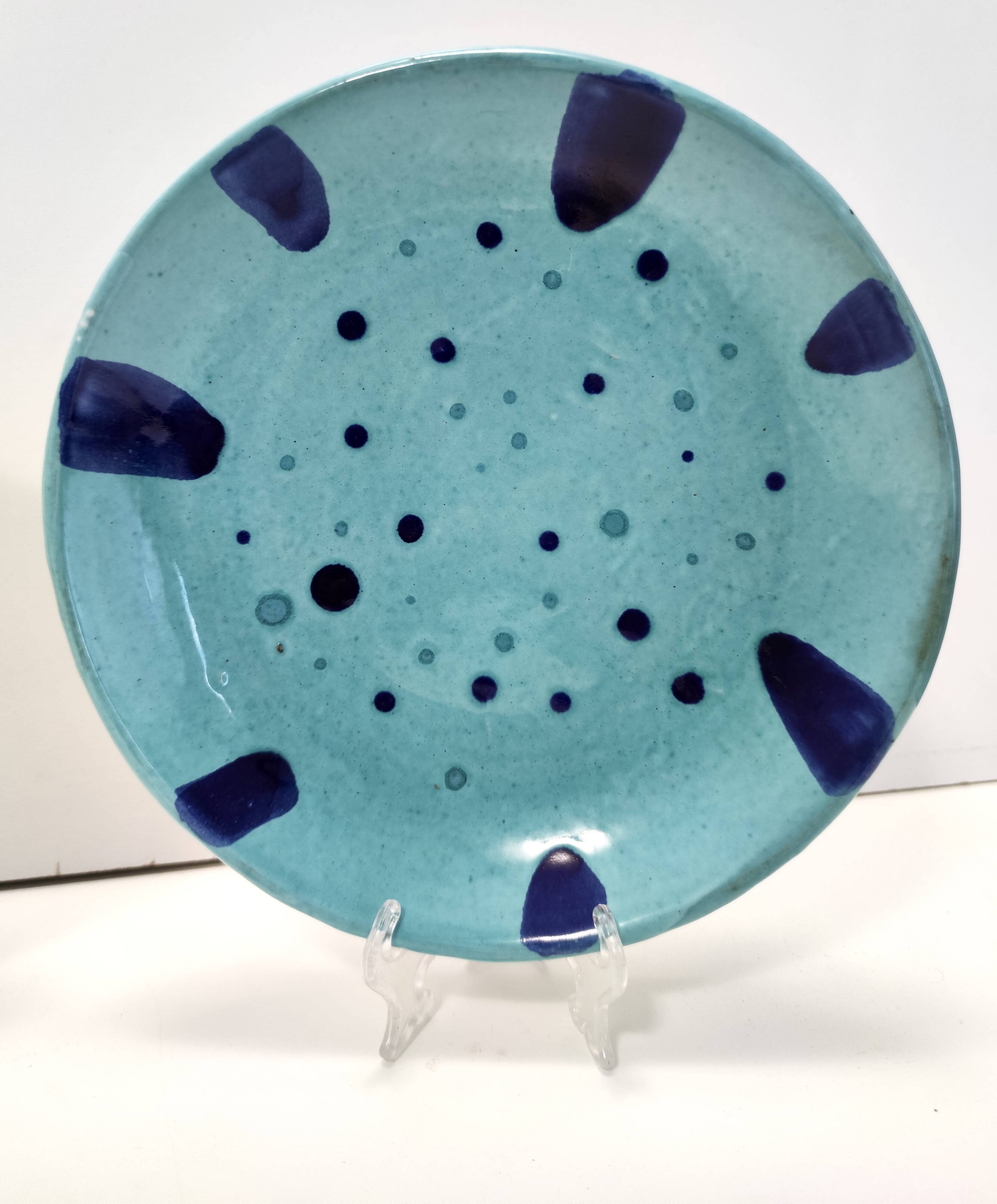 Set of Four Turquoise Earthenware Vide-Poche / Decorative Plates by Albisol