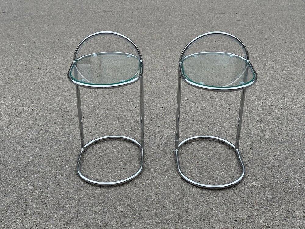 German chrome and glass bedside tables, 1981, set of 2