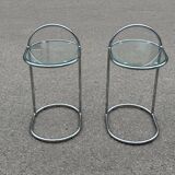 German chrome and glass bedside tables, 1981, set of 2