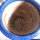 Blue ceramic planter with mosaic frieze