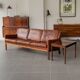 Kai Lyngfeldt Larsen rosewood and leather 3 seater sofa