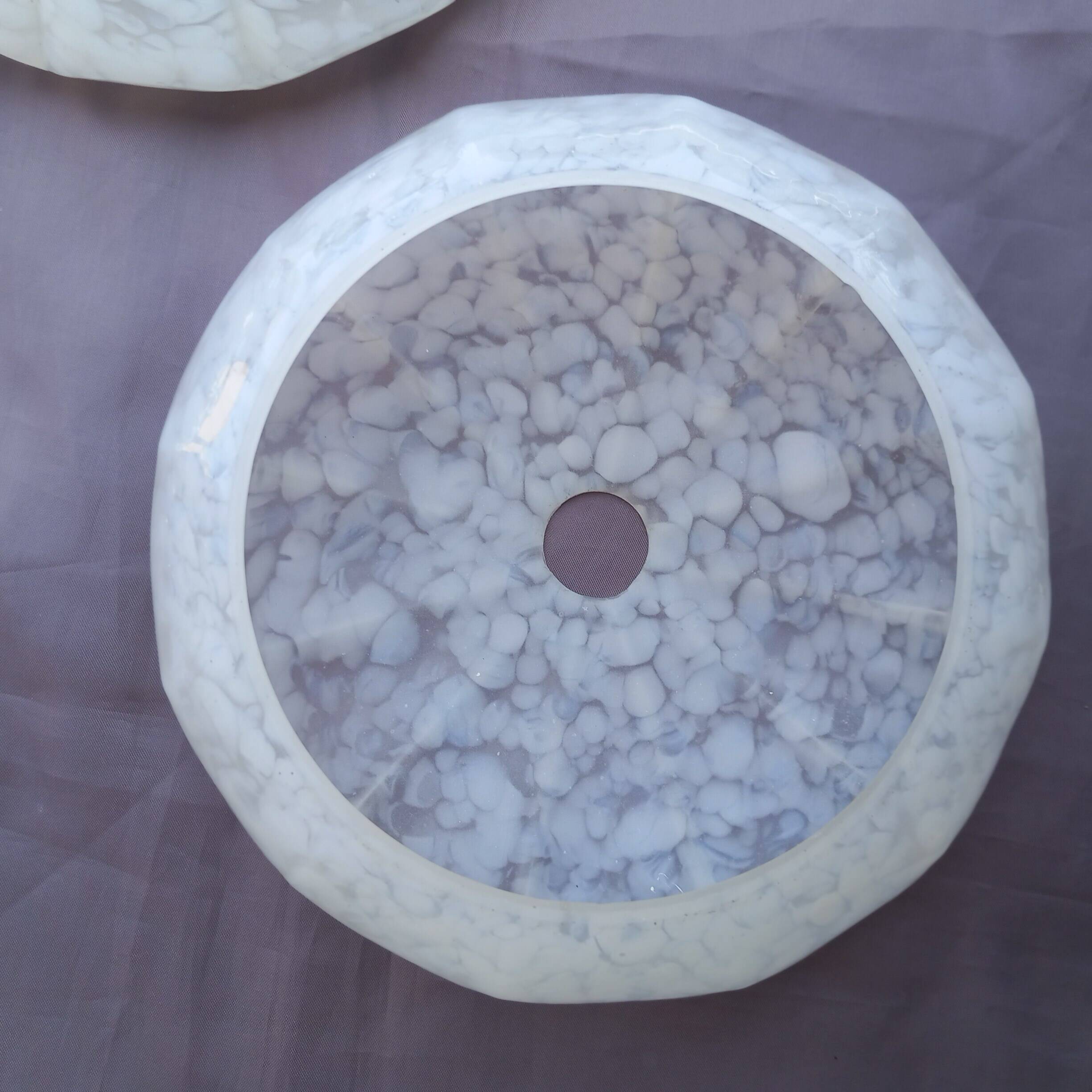 Set of 2 speckled art deco glass globes