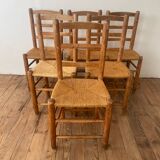 Set of 6 chairs in orne and straw