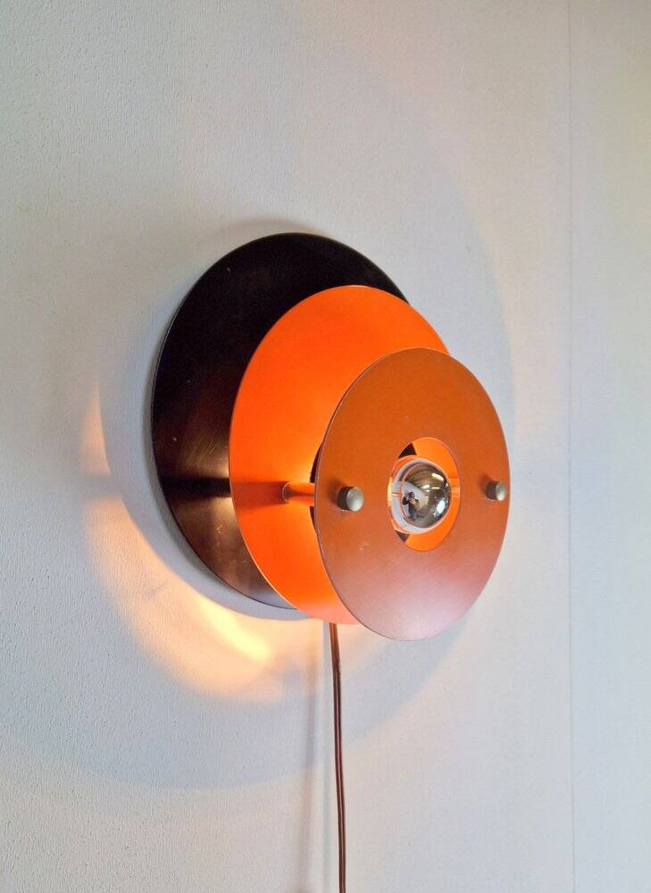 Mid-Century Metal Discus Wall Lamp attributed to Herda, 1960s