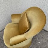 Golden velvet toad armchair