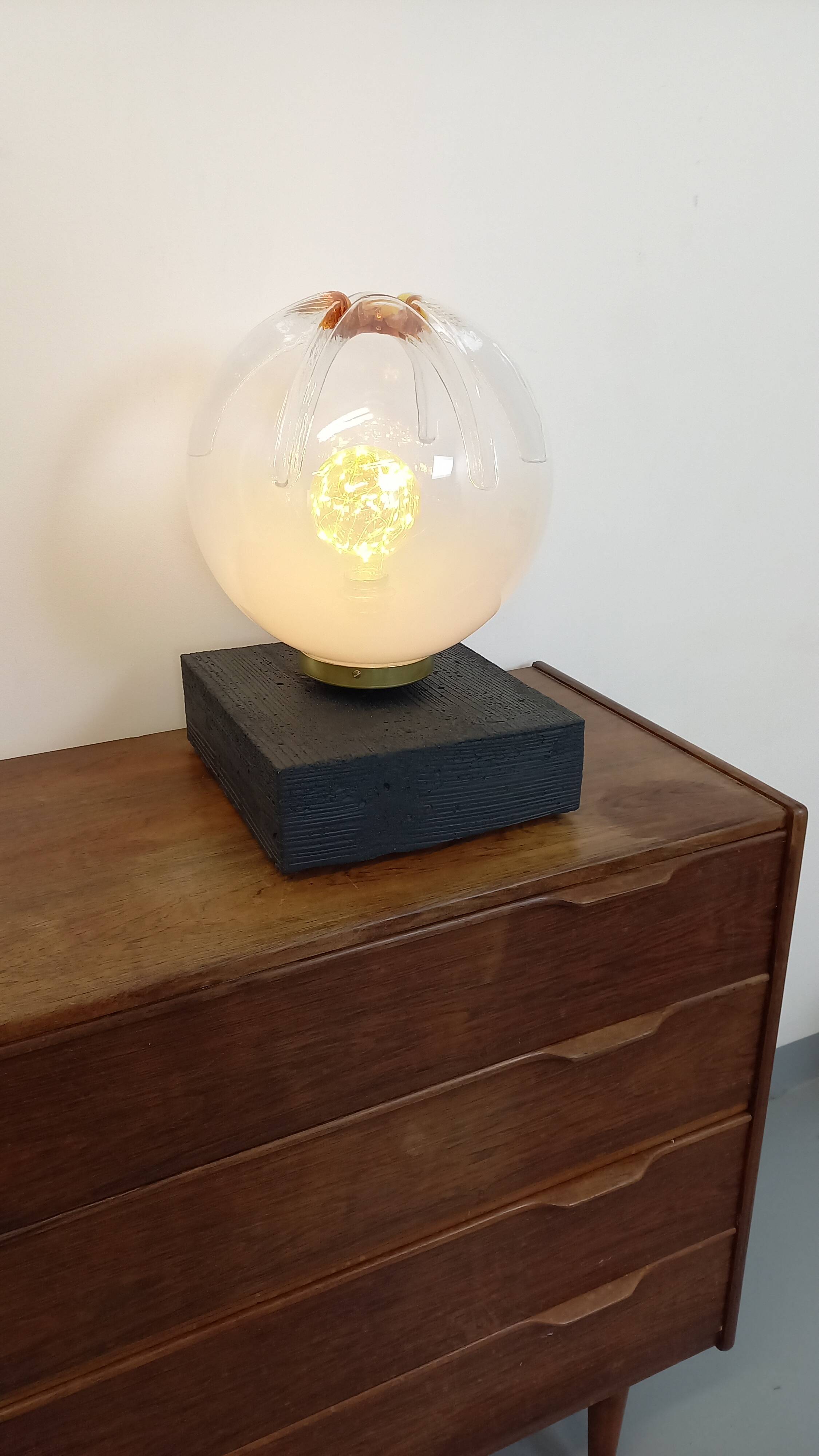 Vintage Mazzega table lamp made of Murano glass from the 1970s.