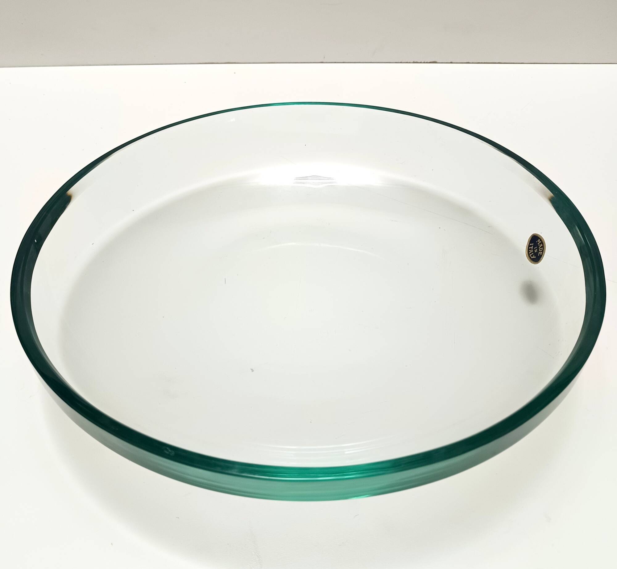 Elegant Thick Glass Centerpiece / Trinket Bowl attr. to Fontana Arte, Italy