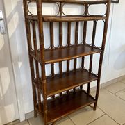 Shelf on rattan and bamboo legs from the 70s