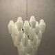 Italian white polygon glass chandelier, 1980s