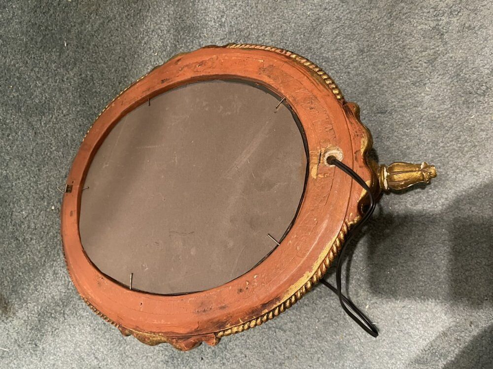 Italian gold gilded wooden mirror sconce, 1950s