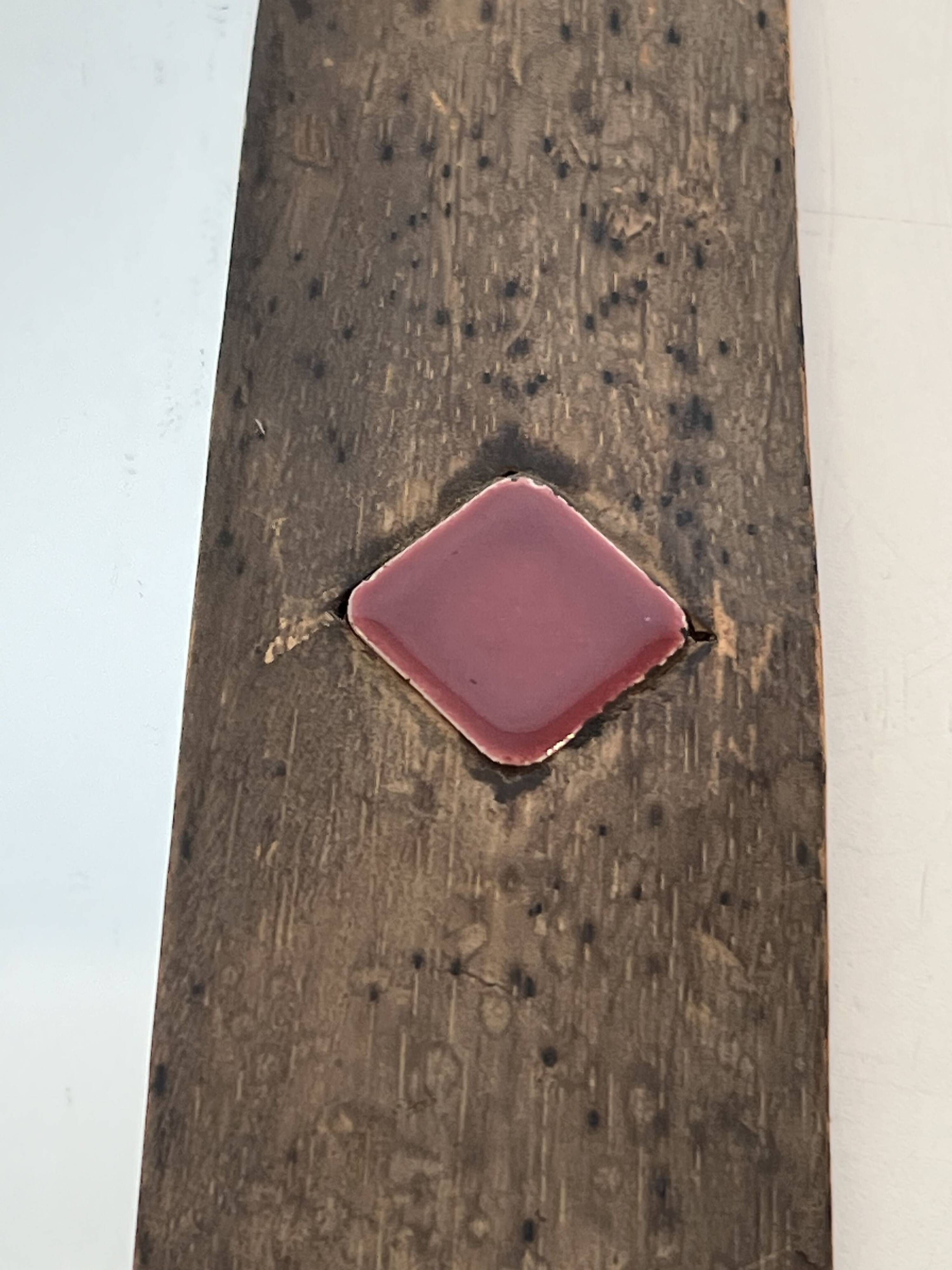 Ceramic Framed Mirror in Bronze with Red Cabochons. French Work.