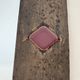 Ceramic Framed Mirror in Bronze with Red Cabochons. French Work.