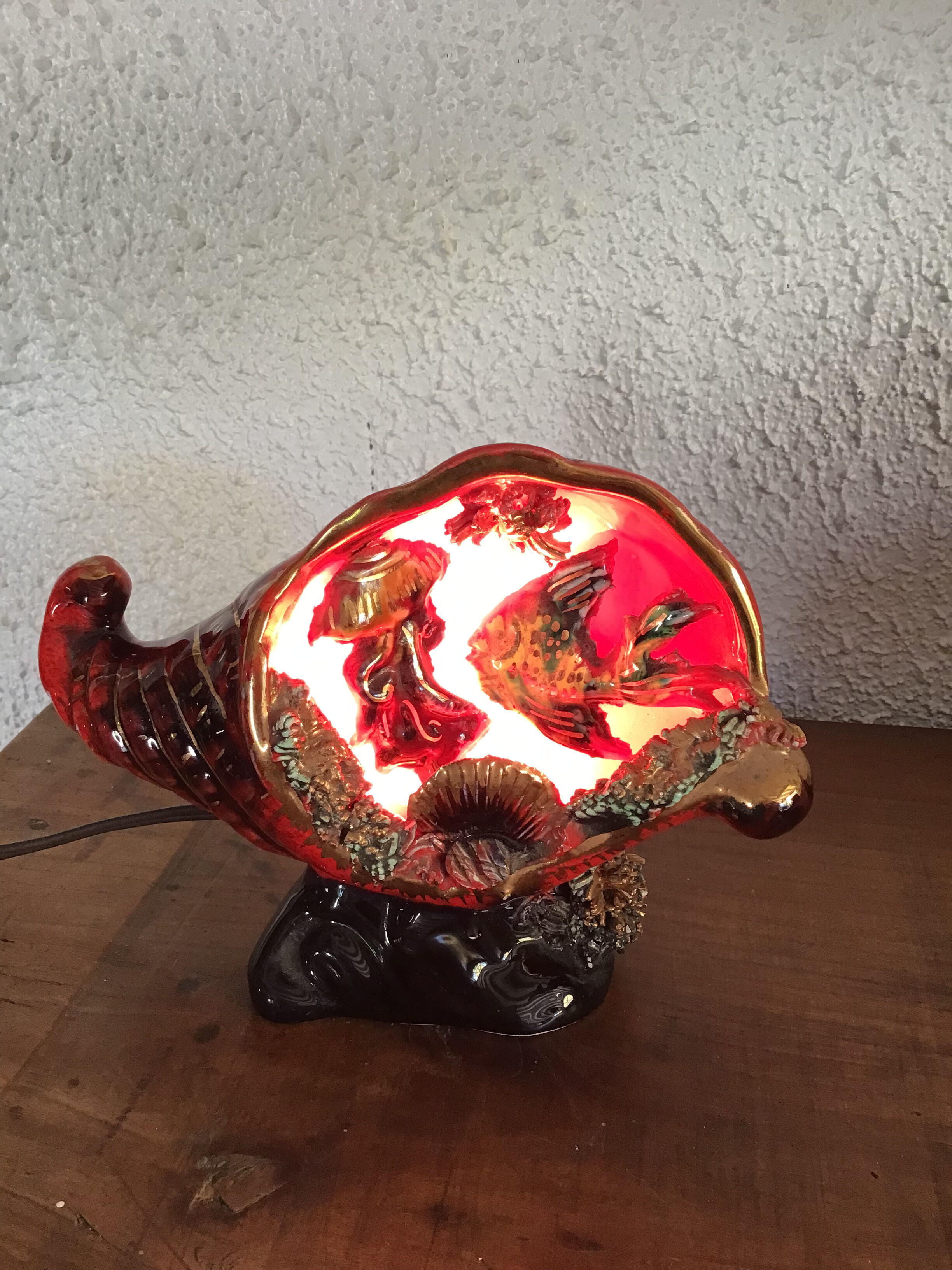 Lampe veilleuse coquillage céramique vallauris