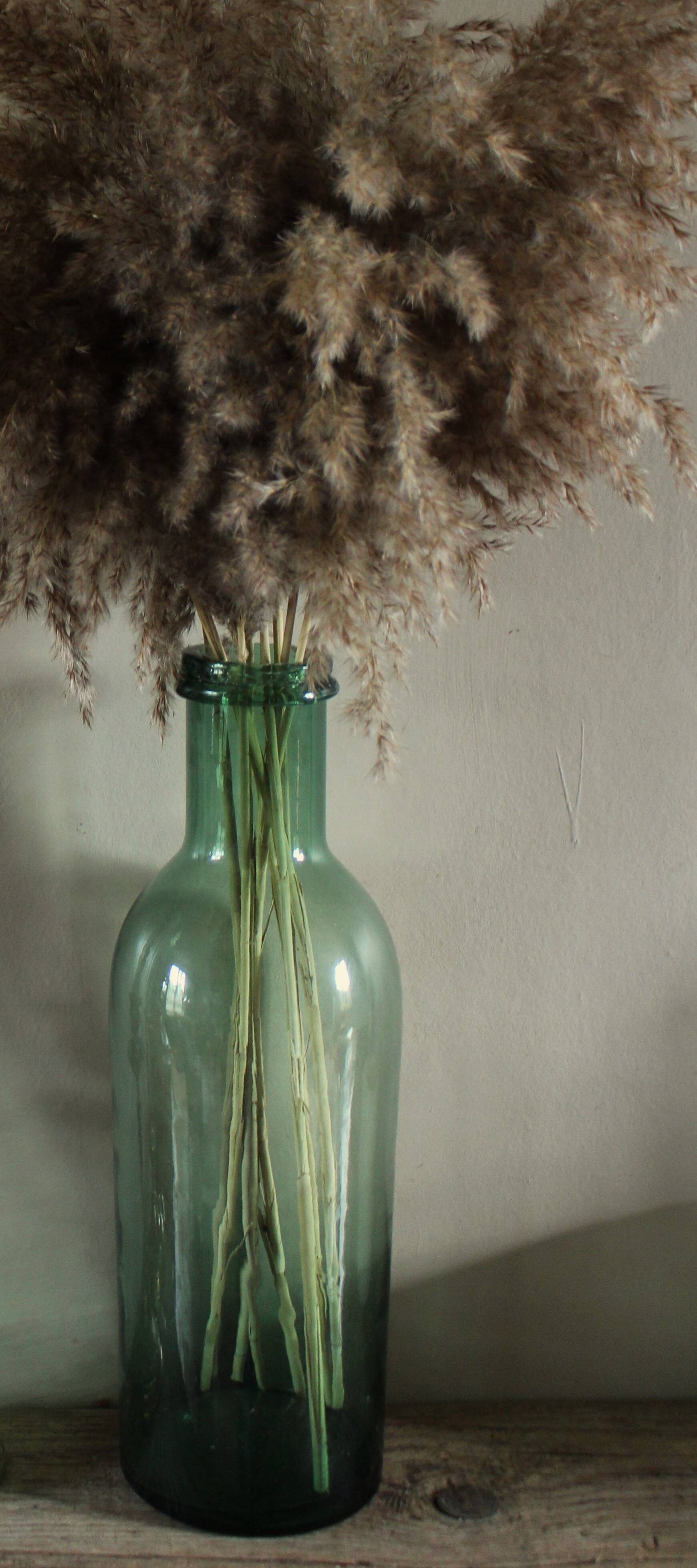 Green Glass Bottle Large Flask Vase