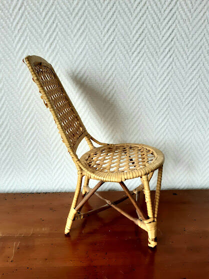 Vintage rattan doll chair