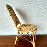 Chaise de poupée en rotin vintage