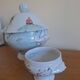 soup tureen + 8 bowls – Philippe Deshoulières “Caribbean Sea” – Porcelain