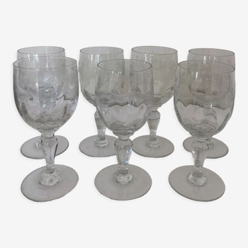 Set de 7 verres à eau gravés cristal de  Portieux